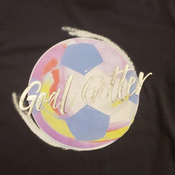 Old Navy Girls Soccer Graphic Tee "Goal Getter" Size L (10-12) Grey - Picture 5 of 11
